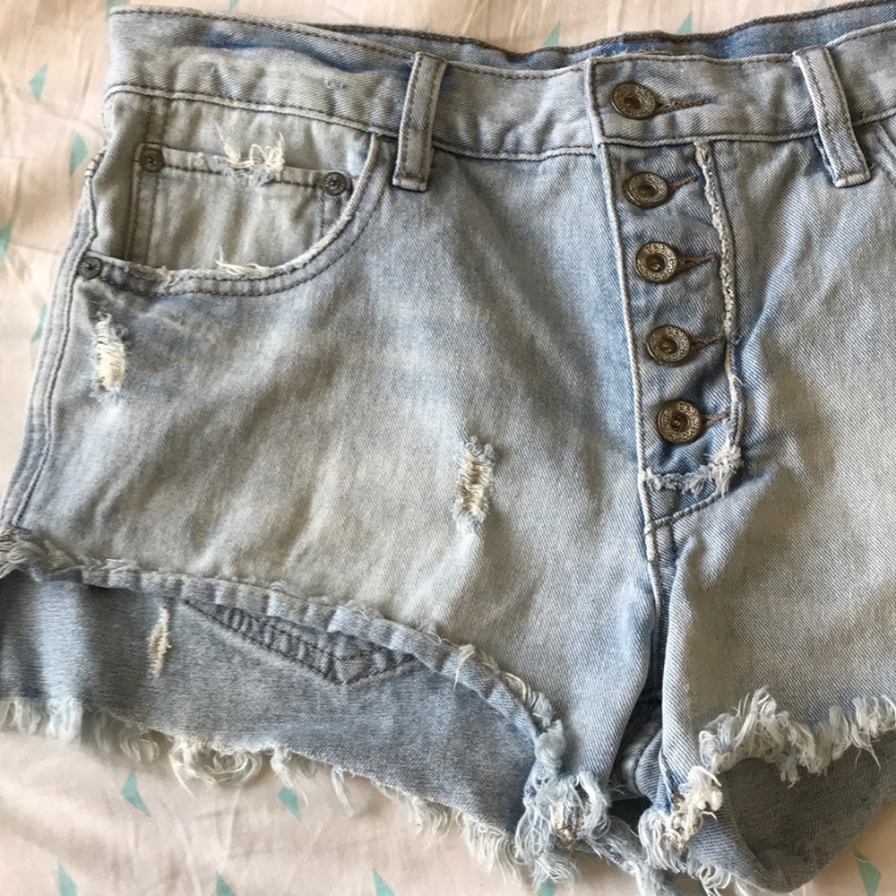 Free People Button Denim Shorts